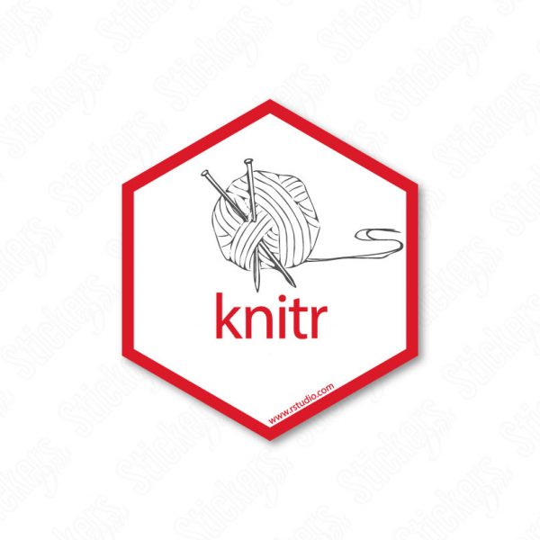 Knitr RStudio hex sticker adesivo